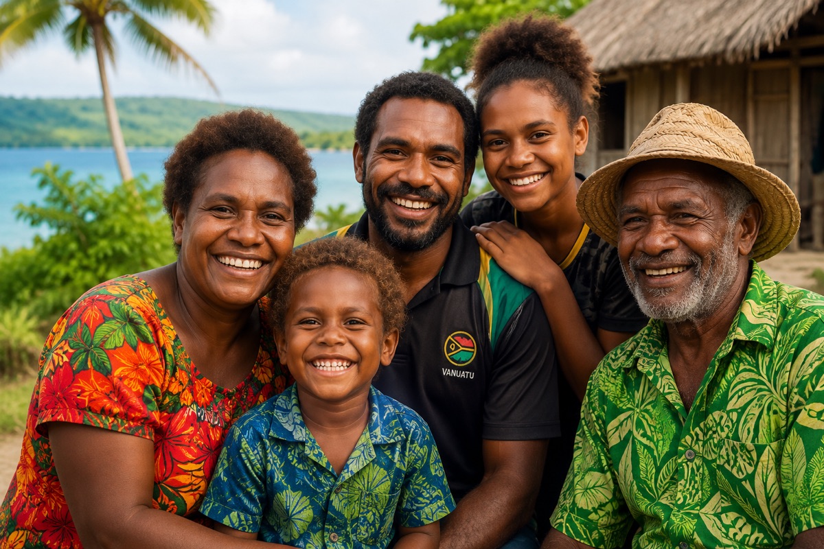 Ni-Vanuatu family smiling together, representing YumiLoans borrowers and lenders